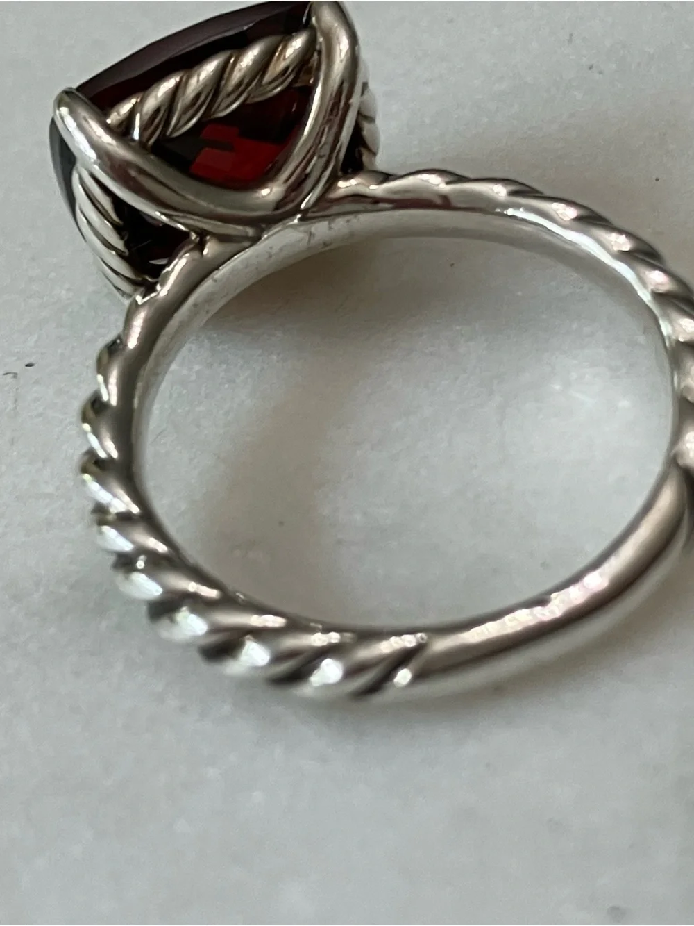 David Yurman Cable Ring with Garnet in sterling silver 925 size 7